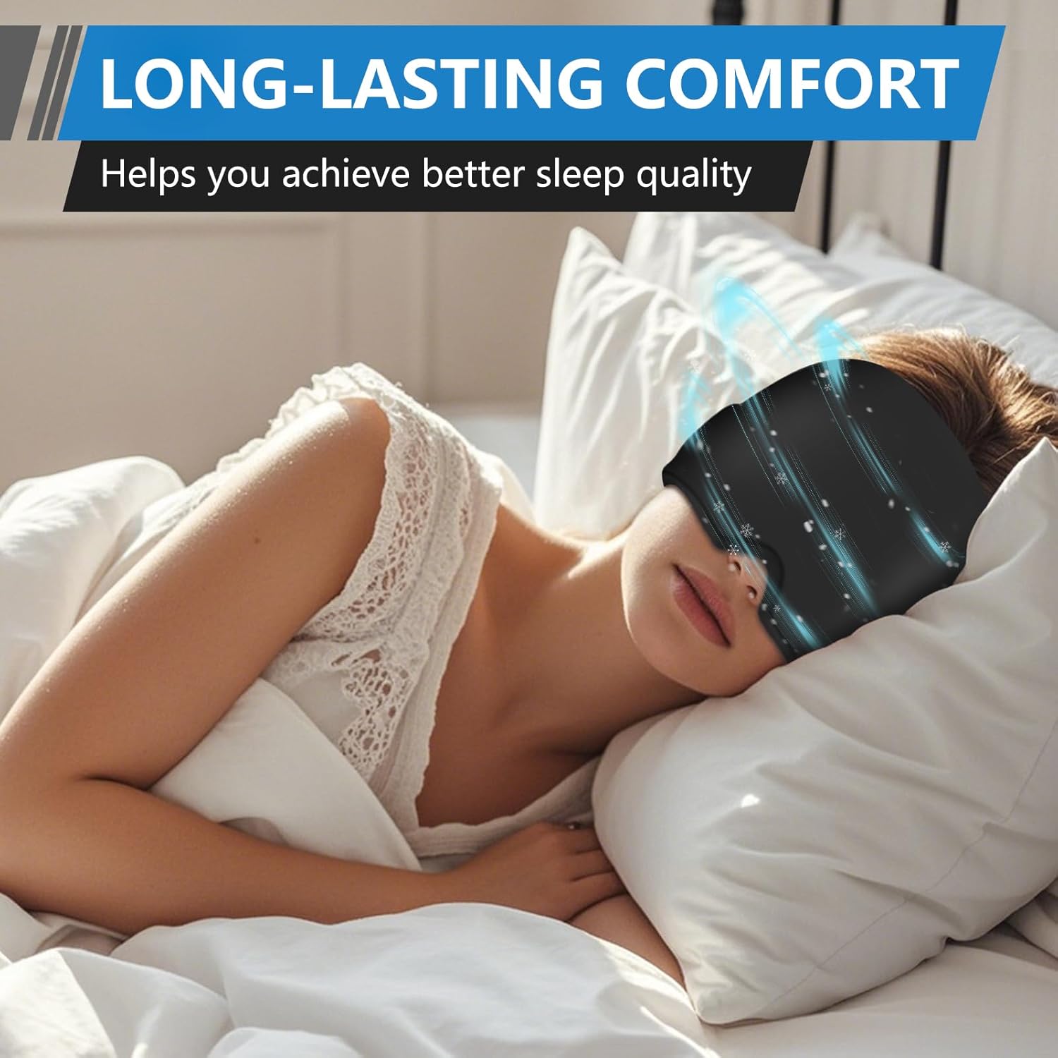 MIGRAIN CAP 360º Cold/Hot Gel Adjustable for Migraine + Reusable Gel Patches for Tired Eyes (Grey)