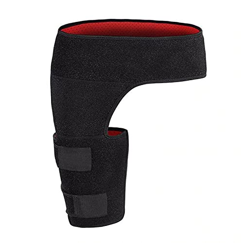Neoprene Compression Wrap for Groin Hip Thigh Quad Hamstring Joints Sciatica Nerve Pain Relief Strap (1PC) - Fits Men and Women (Black)