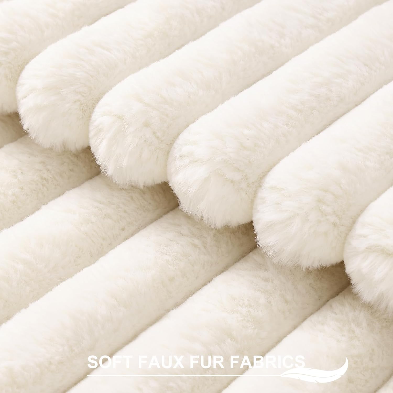 Pallene Faux Fur Plush Fall Throw Pillow Covers 18x18 Set of 2, Luxury Soft Fluffy Striped Decorative Pillow Covers for Sofa