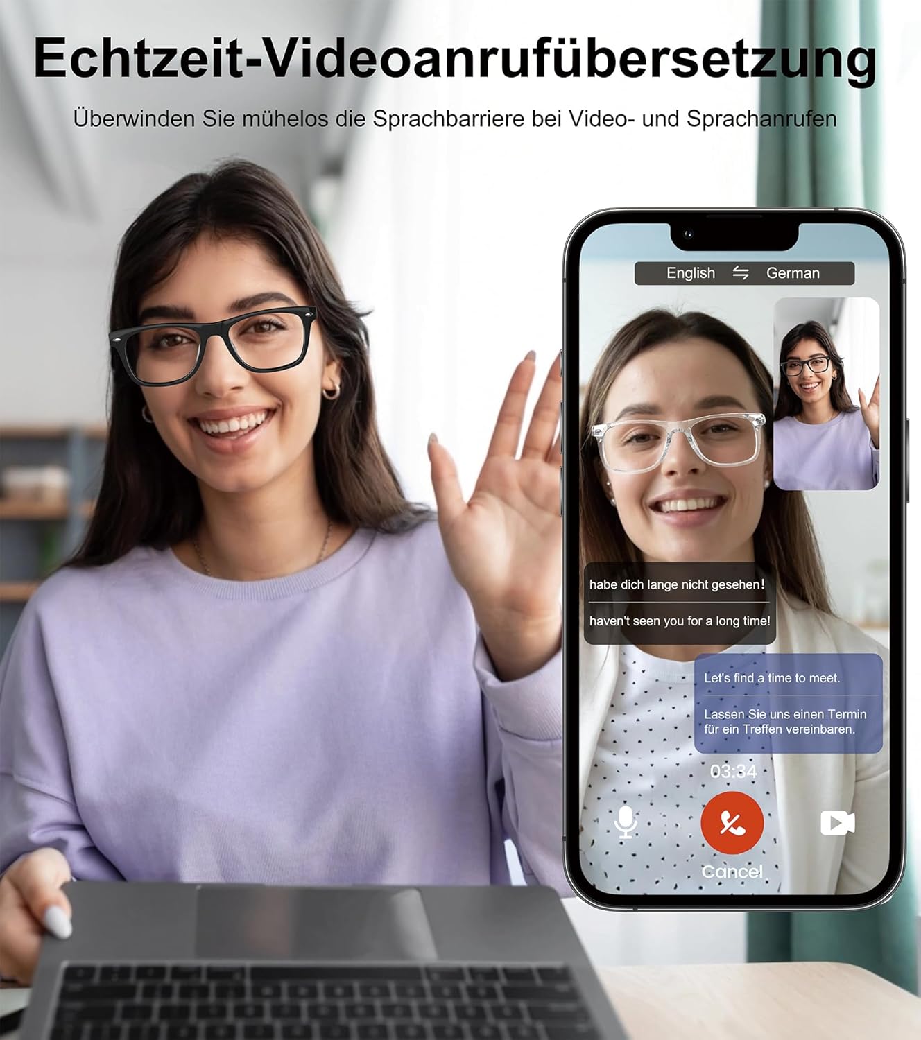 AI Smart Glasses, Bluetooth Glasses for Women Men, Translator Device 116 Languages & Accents