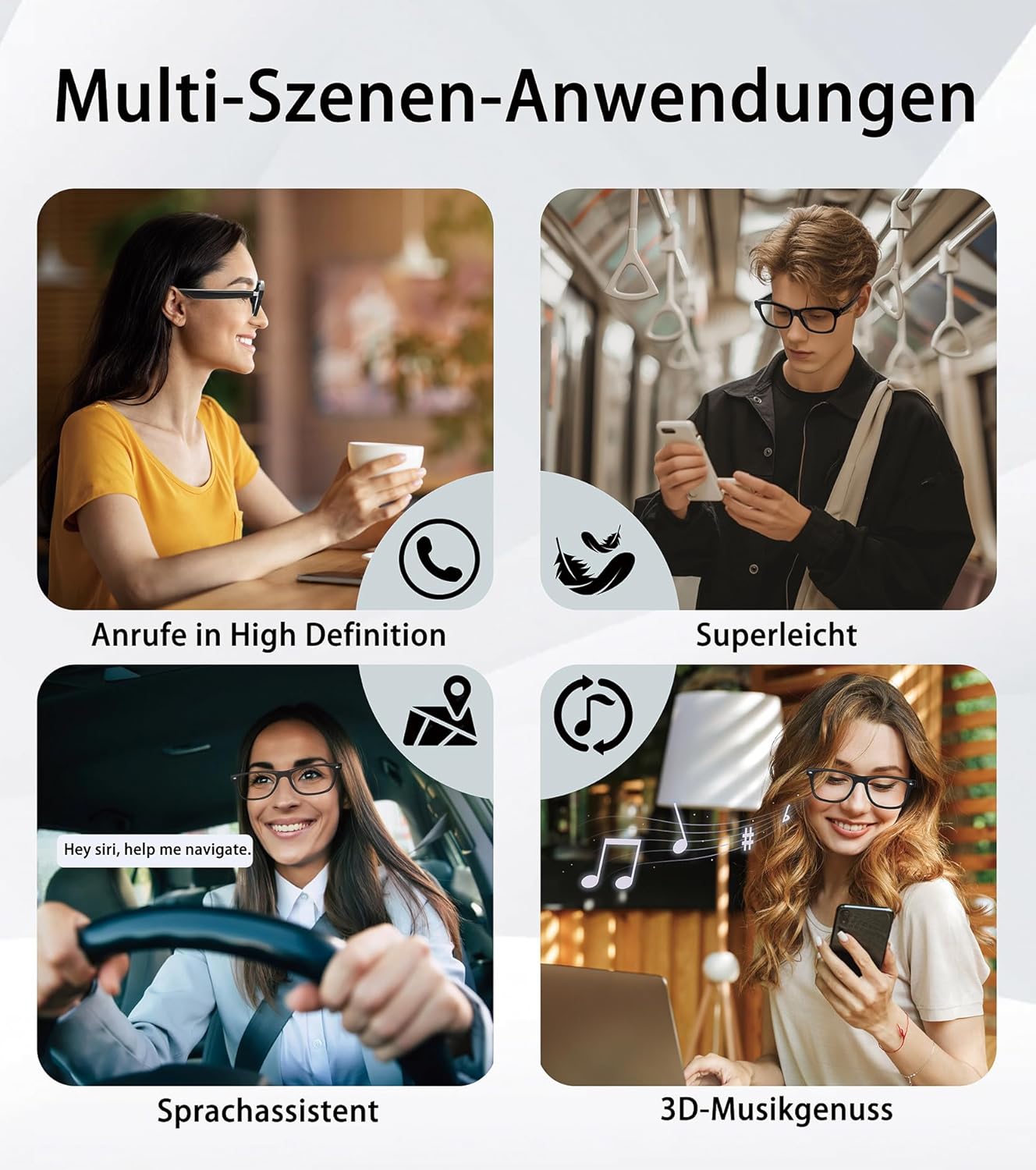 AI Smart Glasses, Bluetooth Glasses for Women Men, Translator Device 116 Languages & Accents