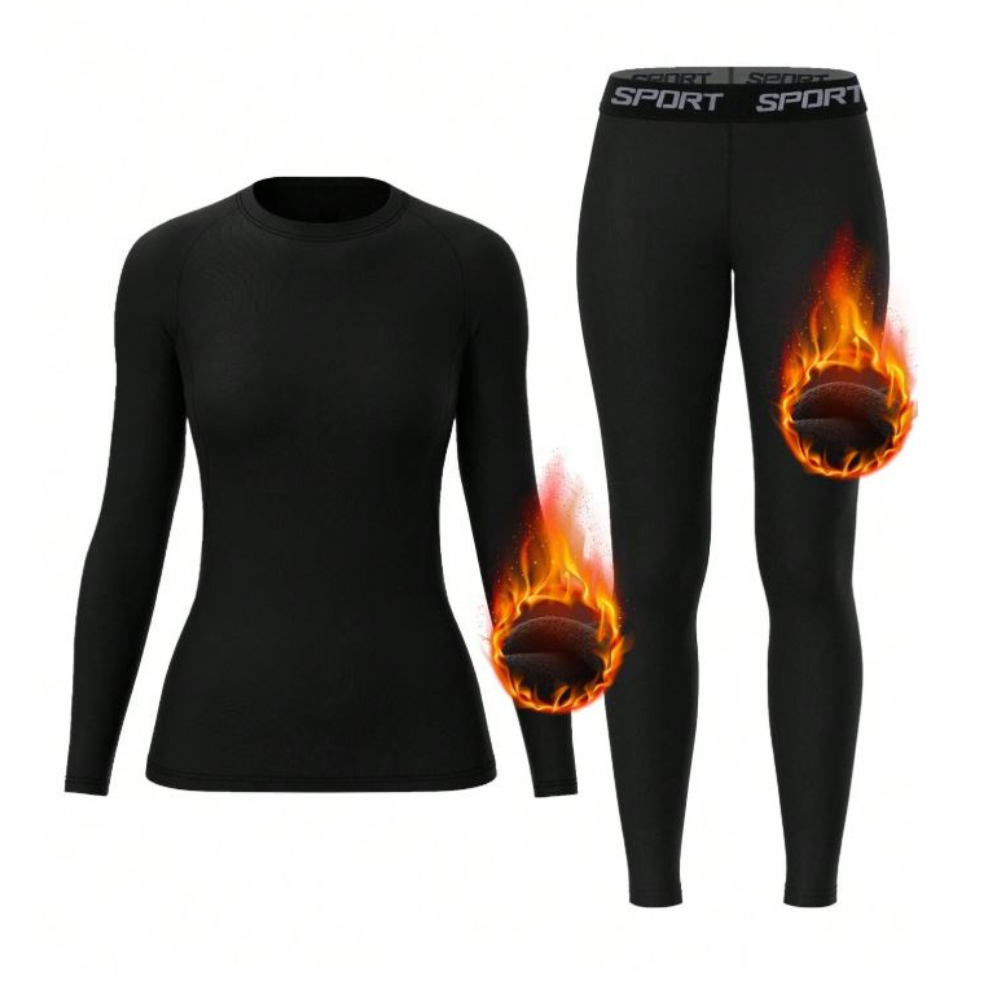 Women Fleece Thermal Underwear Set, Comfortable Base Layer, Warm Skin-Tight Pants For Outdoor Activities