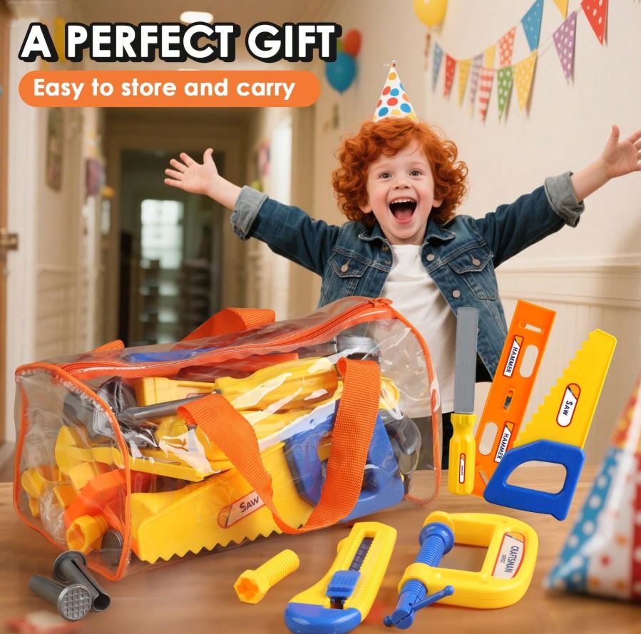 Pretend Play Tool Box Set With Screwdrivers, Realistic Tools Toys For Kids, Interactive Playset For Boys And Girls, Birthday Gift