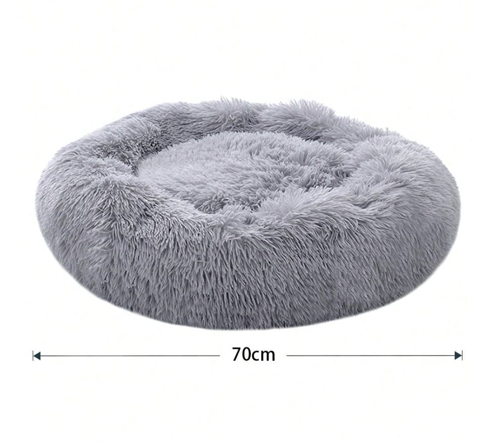 LIVINGANDHOME Living And Home 1 Piece Plush Material Donut Shape Soft Filling Calming Round Dog Cuddler Bed
