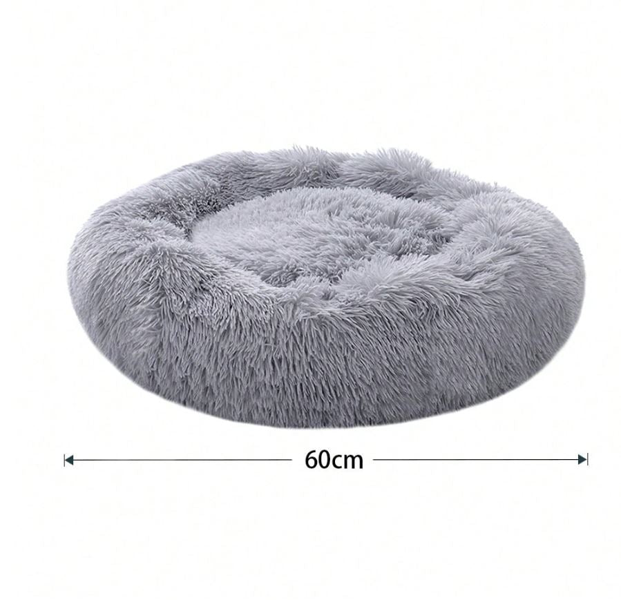 LIVINGANDHOME Living And Home 1 Piece Plush Material Donut Shape Soft Filling Calming Round Dog Cuddler Bed