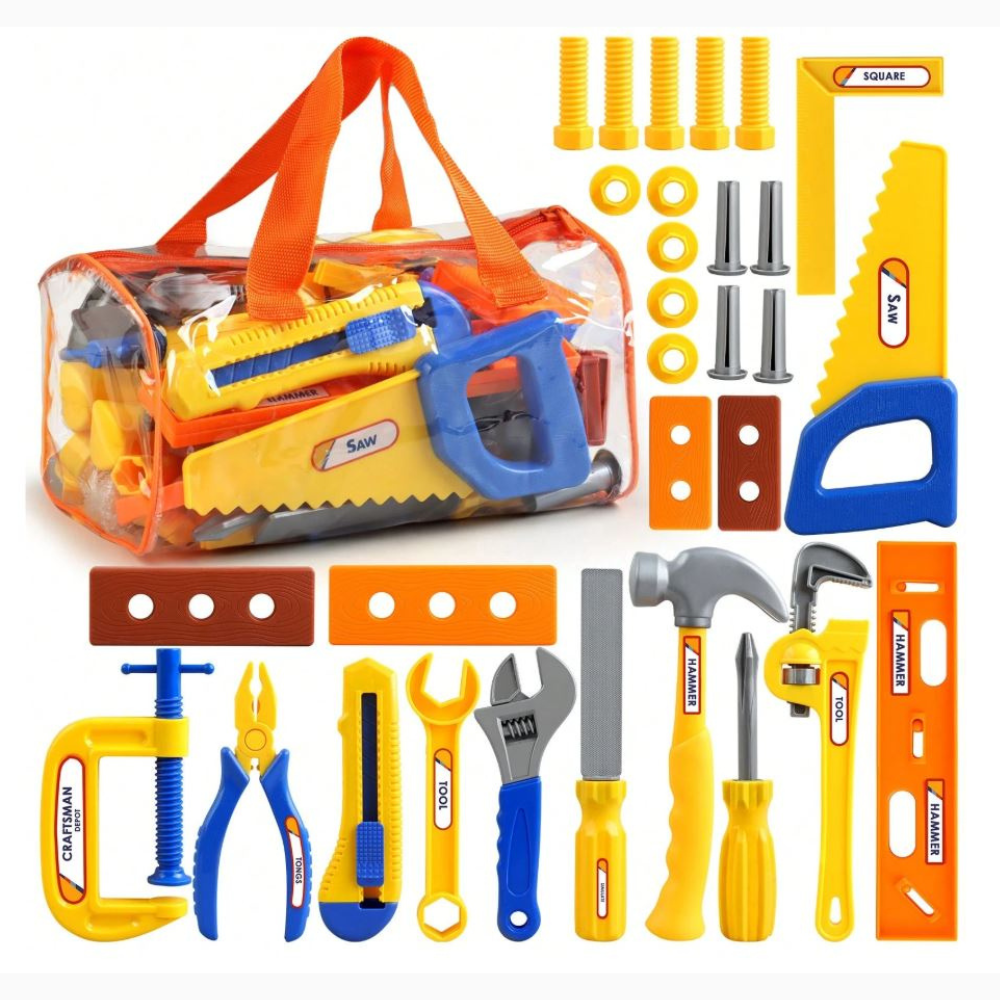 Pretend Play Tool Box Set With Screwdrivers, Realistic Tools Toys For Kids, Interactive Playset For Boys And Girls, Birthday Gift