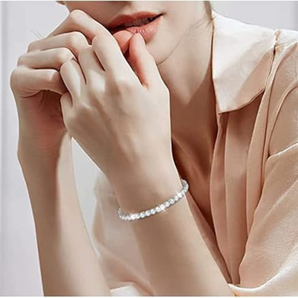 BSLVWG 4MM Women Bracelet,Sterling Silver Tennis Bracelet for Women S925 Adjustable Bracelet Zircon Bracelet,Friend Bracelet,Gift for Mom