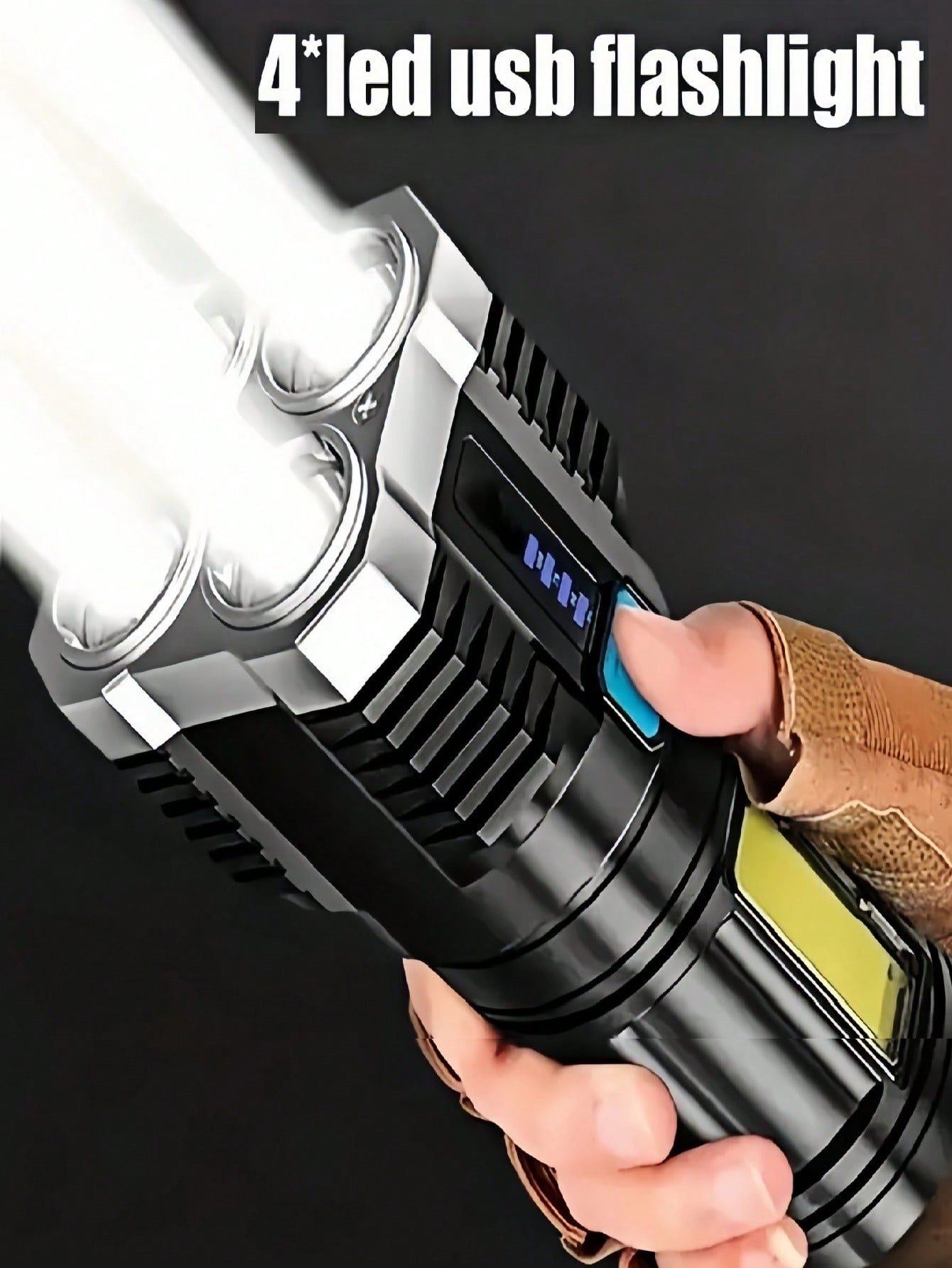 1PC USB Rechargeable Flashlight, 4 Led Super Bright Portable, Suitable For Outdoor Camping Emergencies