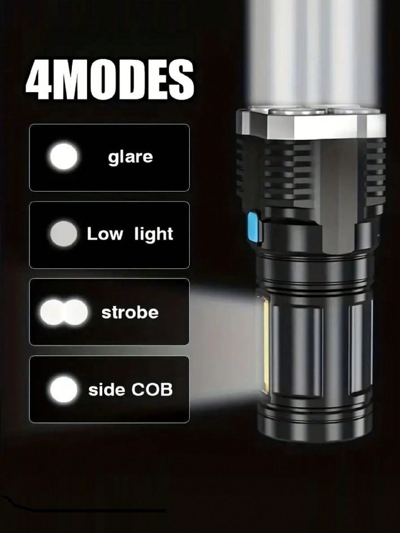 1PC USB Rechargeable Flashlight, 4 Led Super Bright Portable, Suitable For Outdoor Camping Emergencies