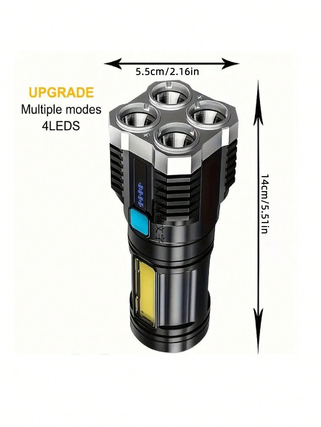 1PC USB Rechargeable Flashlight, 4 Led Super Bright Portable, Suitable For Outdoor Camping Emergencies