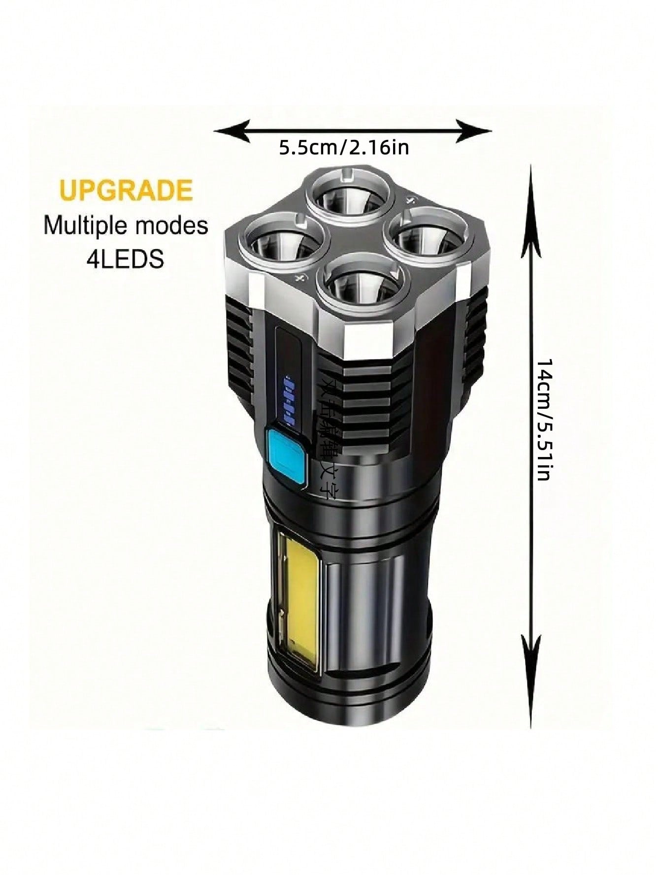 1PC USB Rechargeable Flashlight, 4 Led Super Bright Portable, Suitable For Outdoor Camping Emergencies