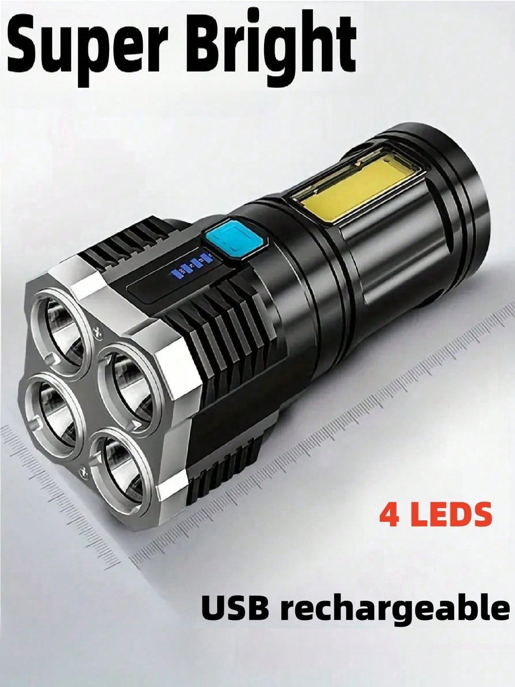 1PC USB Rechargeable Flashlight, 4 Led Super Bright Portable, Suitable For Outdoor Camping Emergencies