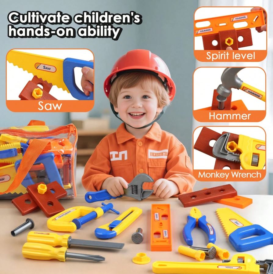 Pretend Play Tool Box Set With Screwdrivers, Realistic Tools Toys For Kids, Interactive Playset For Boys And Girls, Birthday Gift