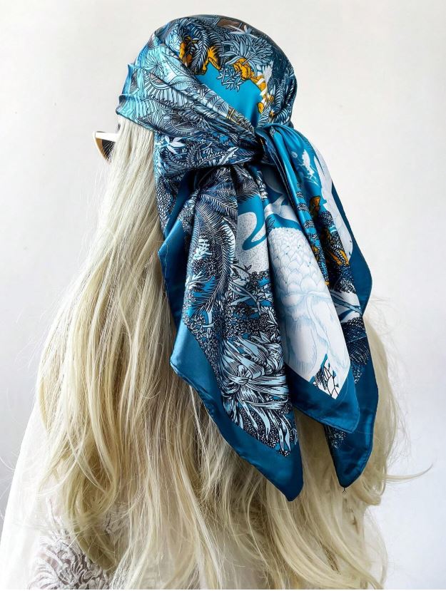 1pc 90cm Paisley Pattern Square Scarf For Daily Use As Bandana, Headwrap, Or Headscarf Bandana