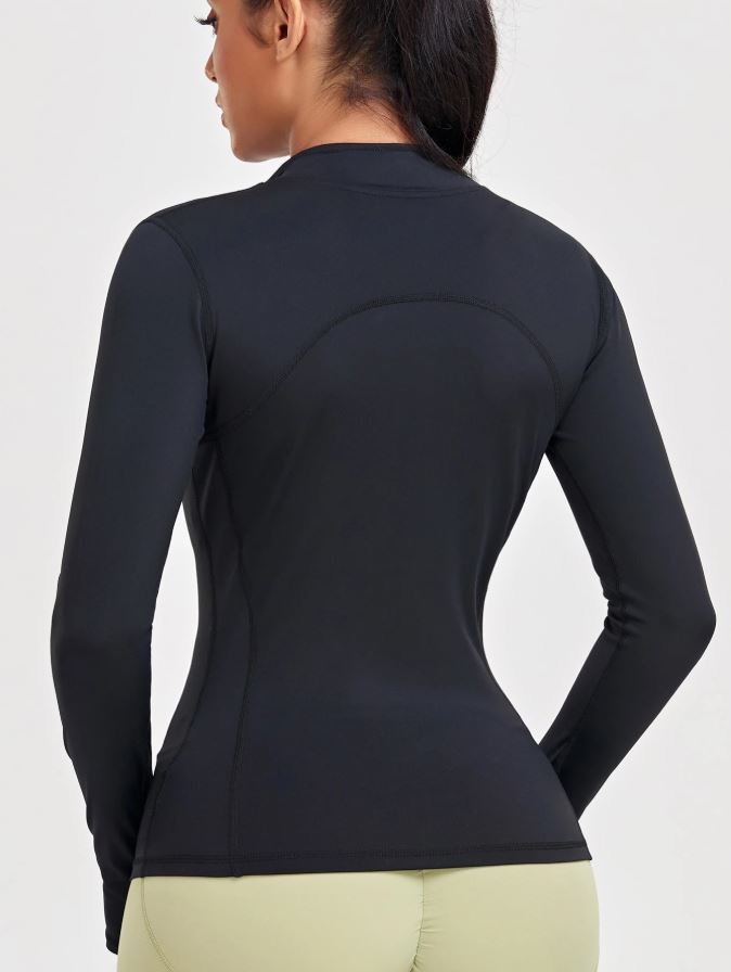 1pc Women Sport Jacket With Thumb Hole, Slim Fit For Running Yoga