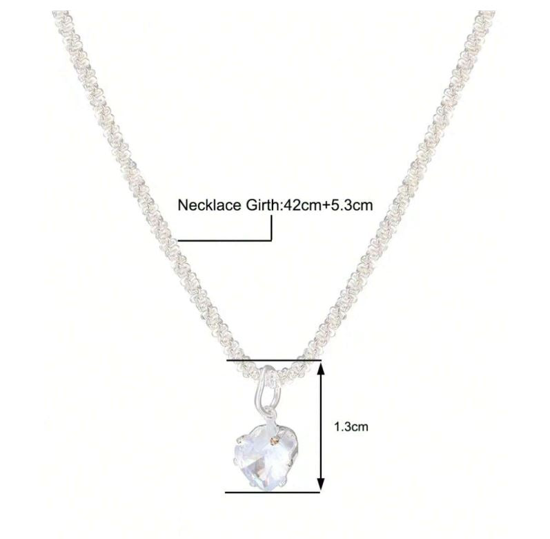 1pc Silver Single Diamond Small Pendant, Fashionable Copper Lock Clavicle Chain, High-Grade Short Necklace