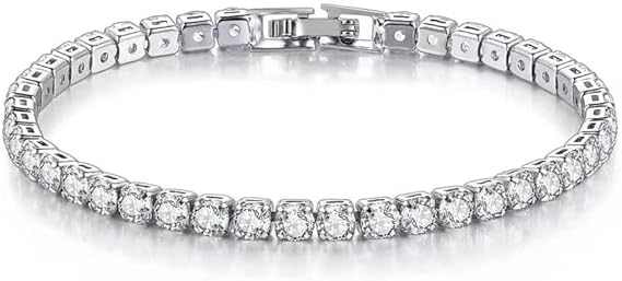 BSLVWG 4MM Women Bracelet,Sterling Silver Tennis Bracelet for Women S925 Adjustable Bracelet Zircon Bracelet,Friend Bracelet,Gift for Mom