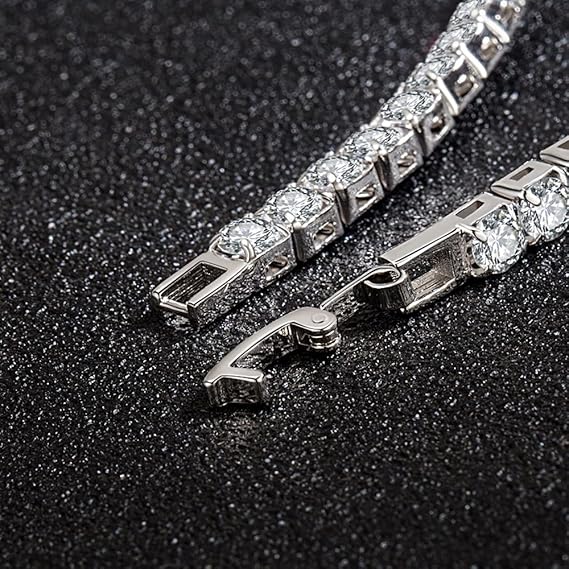 BSLVWG 4MM Women Bracelet,Sterling Silver Tennis Bracelet for Women S925 Adjustable Bracelet Zircon Bracelet,Friend Bracelet,Gift for Mom