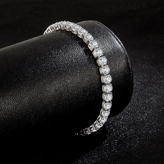 BSLVWG 4MM Women Bracelet,Sterling Silver Tennis Bracelet for Women S925 Adjustable Bracelet Zircon Bracelet,Friend Bracelet,Gift for Mom