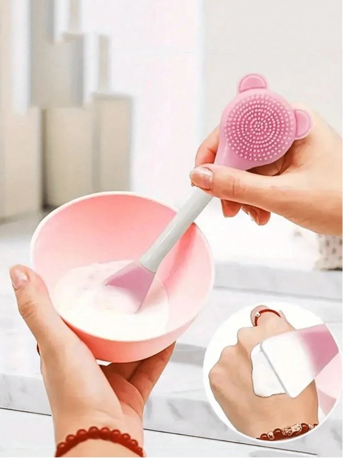 7-Piece Facial Cleansing Set, Deep Cleansing Beauty Spa Mask Brush Set, Soft Velvet Headband, Hair Tie Set