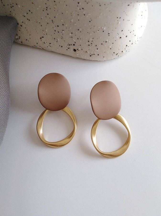 HOTNICE 1pair Fashion Geometric Design Stud Earrings For Women For Daily Decoration